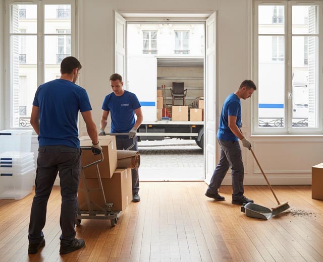 Équipe Diogène Nettoyage France en chantier de débarras à Paris (75)